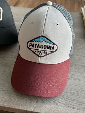 Patagonia Men’s Burgundy Bill Gray Front Patch Trucker Hat